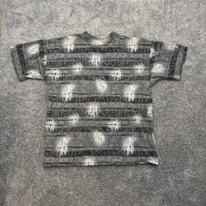 Vintage Frank Shirt Mens Medium Gray Black Abstract 90s Artwear Streetwear Edgy